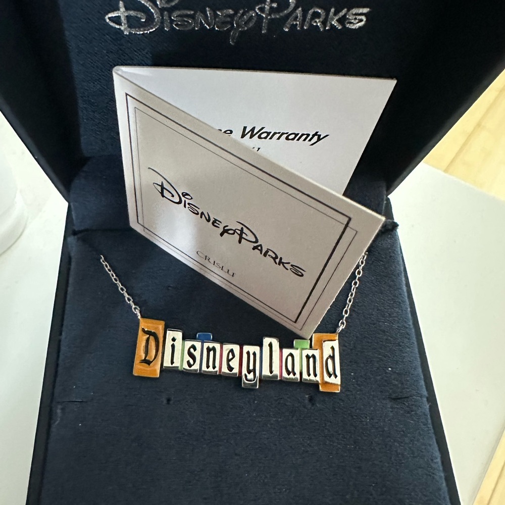 Disneyland CRISLU marquee necklace sterling platinum